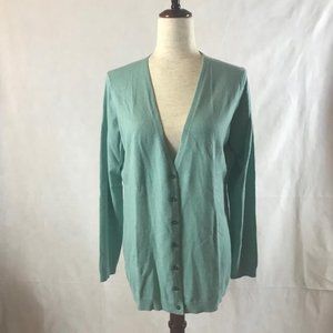 NWT Ann Taylor Seafoam Green V-neck Cardigan Button-up Sweater Size L